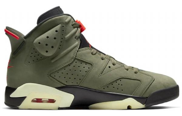 Nike Travis Scott Air Jordan 6 Retro Basketballsko Til Mænd Olivengrøn