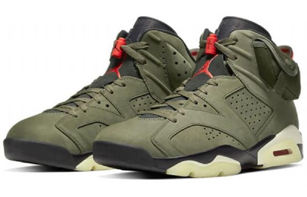 Nike Travis Scott Air Jordan 6 Retro Basketballsko Til Mænd Olivengrøn
