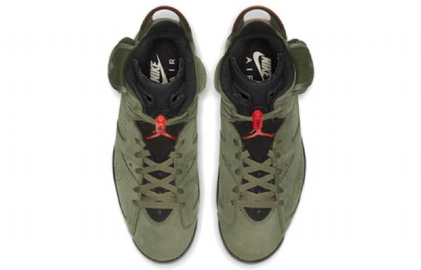 Nike Travis Scott Air Jordan 6 Retro Basketballsko Til Mænd Olivengrøn