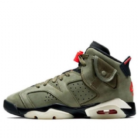 Nike Travis Scott Air Jordan 6 Retro Gs Basketball Sko Til Mænd Olivengrøn