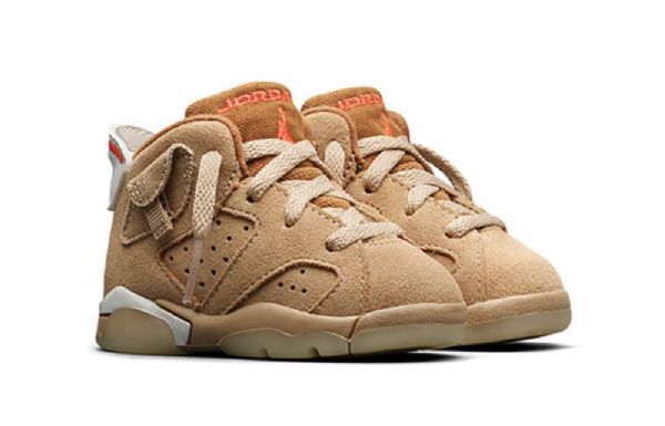 Nike Travis Scott Air Jordan 6 Retro Td Sko Til Børn Khaki