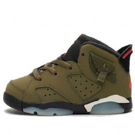 Nike Travis Scott Air Jordan 6 Retro Td Sko Til Børn Olivengrøn