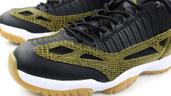 Nike Air Jordan 11 Dvs Low Tops Croc Sko Til Mænd Olivengrøn Sort