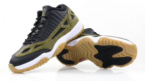Nike Air Jordan 11 Dvs Low Tops Croc Sko Til Mænd Olivengrøn Sort