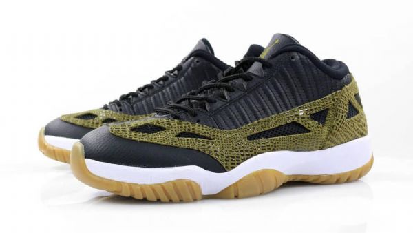 Nike Air Jordan 11 Dvs Low Tops Croc Sko Til Mænd Olivengrøn Sort