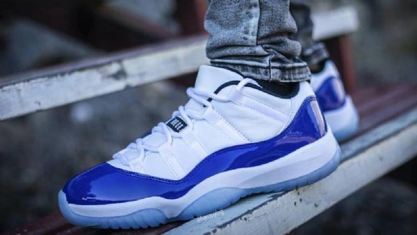 Nike Air Jordan 11 Low Tops Concord Sko Til Mænd Hvid Blå