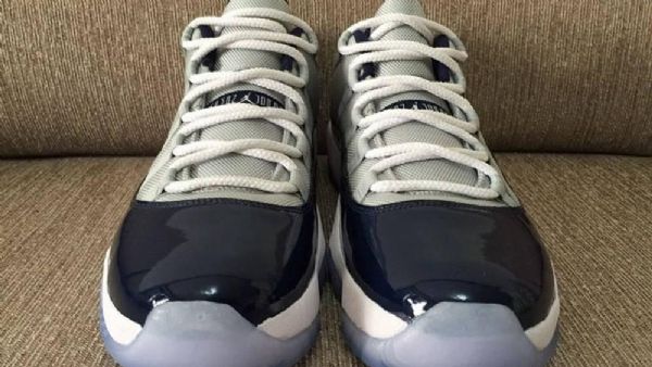 Nike Air Jordan 11 Low Tops Georgetown Sko Til Mænd Mørkeblå Blå Grå