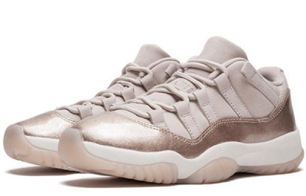 Nike Air Jordan 11 Low Tops Retro Basketball Sko Til Damer Lyserød Guld