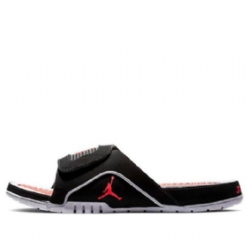 Nike Air Jordan Hydro Iv Retro Non-slip Velcro Akupressur Sål Obsidian Slide Sports Hjemmesko Til Mænd Sort