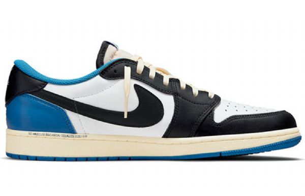 Nike Fragment Design Travis Scott Air Jordan 1 Retro Basketball Sko Til Mænd Blå Khaki Hvid