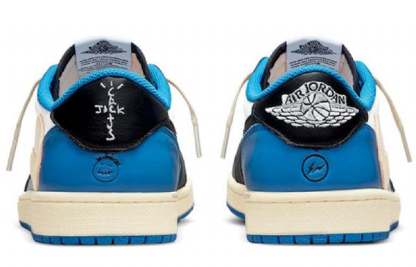 Nike Fragment Design Travis Scott Air Jordan 1 Retro Basketball Sko Til Mænd Blå Khaki Hvid