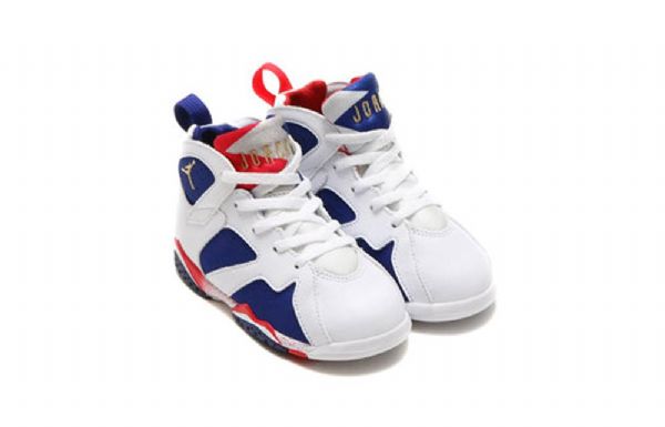 Nike Air Jordan 7 Retro Bt Basketball Sko Til Børn Hvid Blå