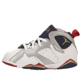 Nike Air Jordan 7 Retro Td Basketball Sko Til Børn Mørkeblå Hvid