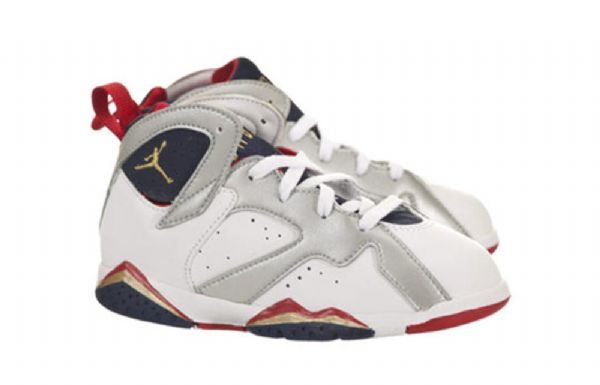 Nike Air Jordan 7 Retro Td Basketball Sko Til Børn Mørkeblå Hvid