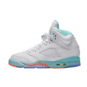Nike Air Jordan 5 Gg Aqua Sko Til Damer Hvid