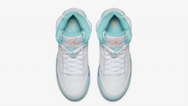 Nike Air Jordan 5 Gg Aqua Sko Til Damer Hvid