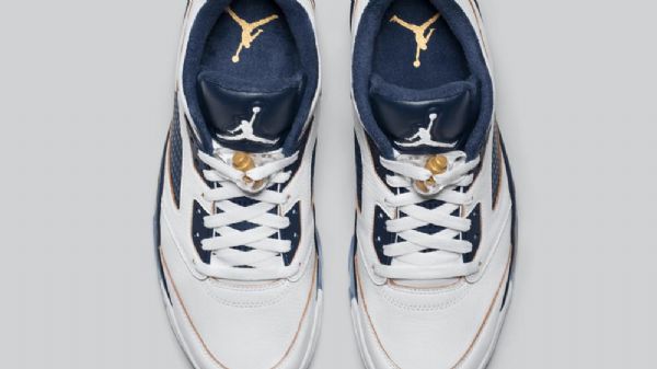 Nike Air Jordan 5 Low Tops Dunk From Above Sko Til Mænd Hvid Marineblå