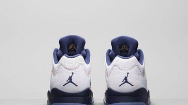 Nike Air Jordan 5 Low Tops Dunk From Above Sko Til Mænd Hvid Marineblå