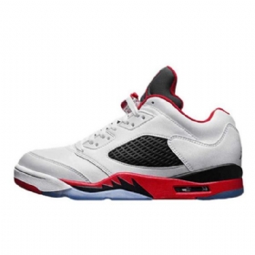 Nike Air Jordan 5 Low Tops Fire Sko Til Mænd Hvid Rød