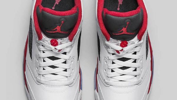 Nike Air Jordan 5 Low Tops Fire Sko Til Mænd Hvid Rød