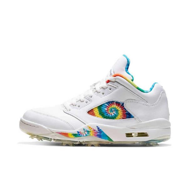Nike Air Jordan 5 Low Tops Golf Tie Dye Sko Til Damer Hvid