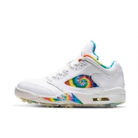 Nike Air Jordan 5 Low Tops Golf Tie Dye Sko Til Mænd Hvid