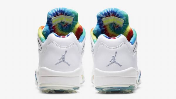 Nike Air Jordan 5 Low Tops Golf Tie Dye Sko Til Mænd Hvid