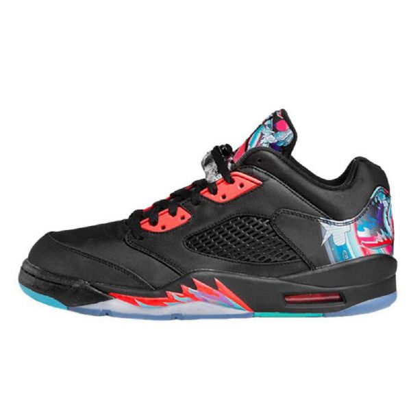 Nike Air Jordan 5 Low Tops Kinesisk Nytårspakke Sko Til Mænd Sort Rød