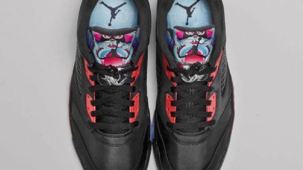 Nike Air Jordan 5 Low Tops Kinesisk Nytårspakke Sko Til Mænd Sort Rød