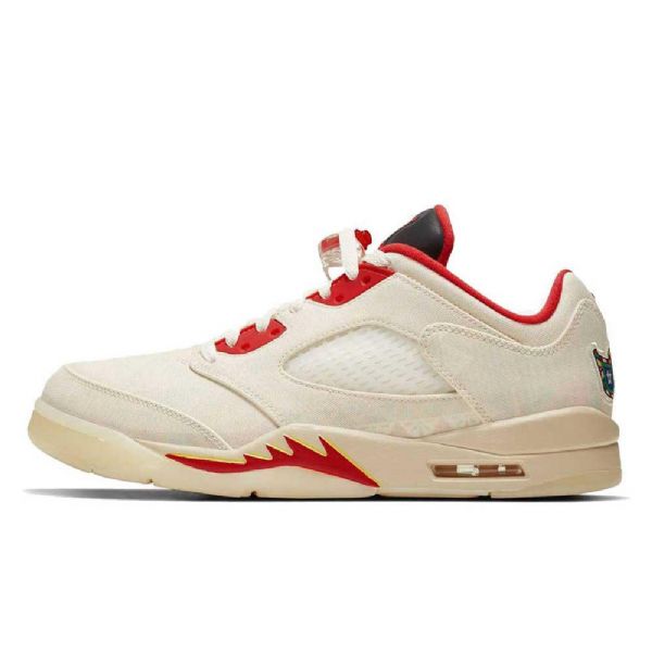 Nike Air Jordan 5 Low Tops Kinesisk Nytårssko Til Mænd Khaki Rød