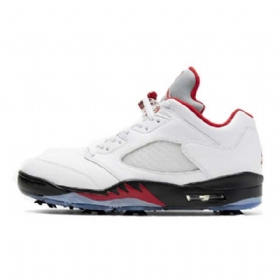 Nike Air Jordan 5 Low Tops Sko Til Mænd Hvid Rød