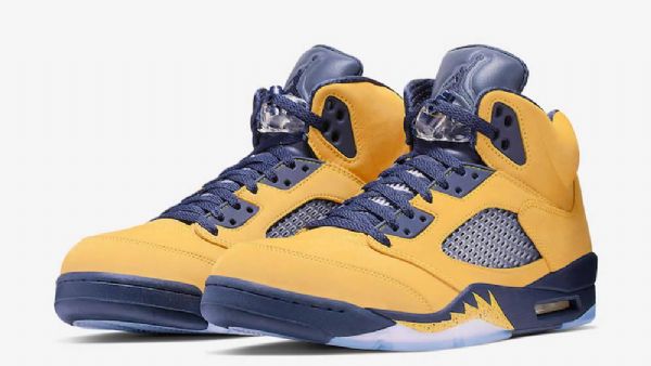 Nike Air Jordan 5 Michigan Sko Til Mænd Gul Lilla