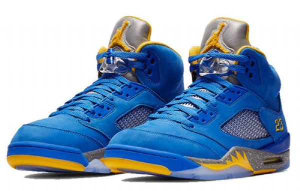 Nike Air Jordan 5 Retro Basketball Sko Til Mænd Blå