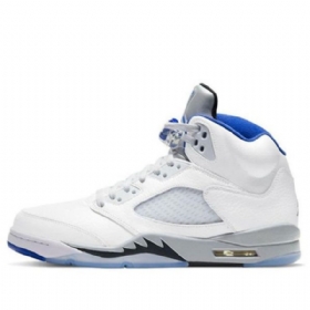 Nike Air Jordan 5 Retro Basketball Sko Til Mænd Hvid Blå