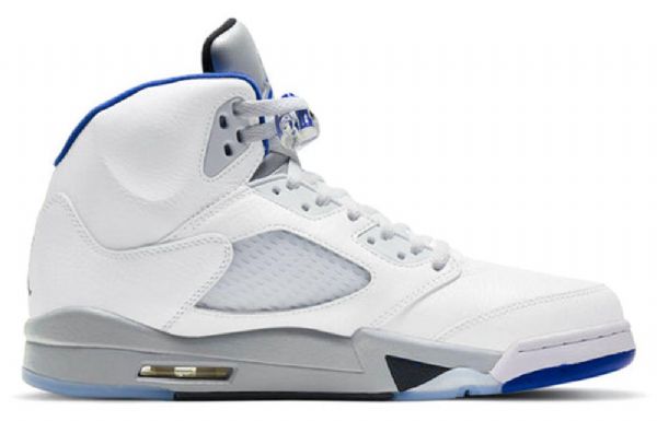 Nike Air Jordan 5 Retro Basketball Sko Til Mænd Hvid Blå