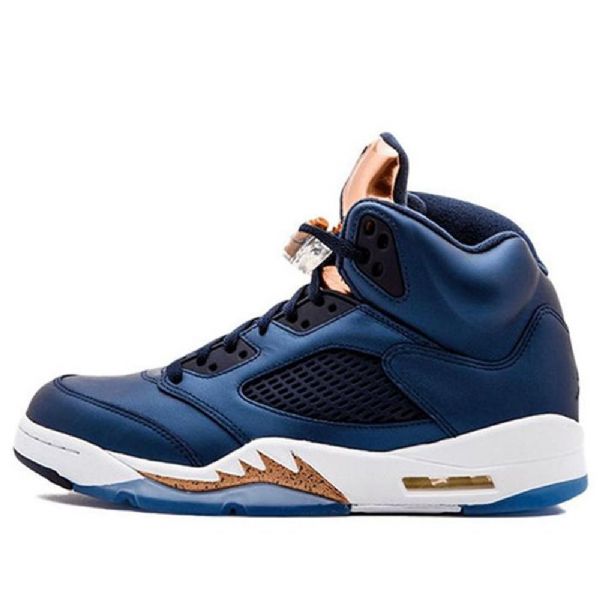 Nike Air Jordan 5 Retro Basketball Sko Til Mænd Mørkeblå Blå