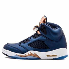 Nike Air Jordan 5 Retro Basketball Sko Til Mænd Mørkeblå Blå