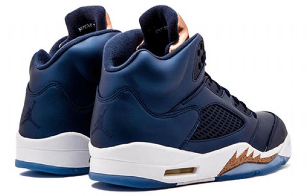 Nike Air Jordan 5 Retro Basketball Sko Til Mænd Mørkeblå Blå
