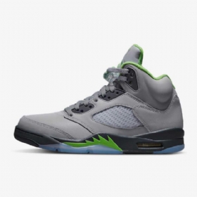 Nike Air Jordan 5 Retro Grøn Bean Sko Til Mænd Sølv Grå