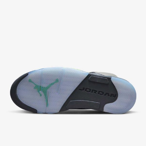 Nike Air Jordan 5 Retro Grøn Bean Sko Til Mænd Sølv Grå