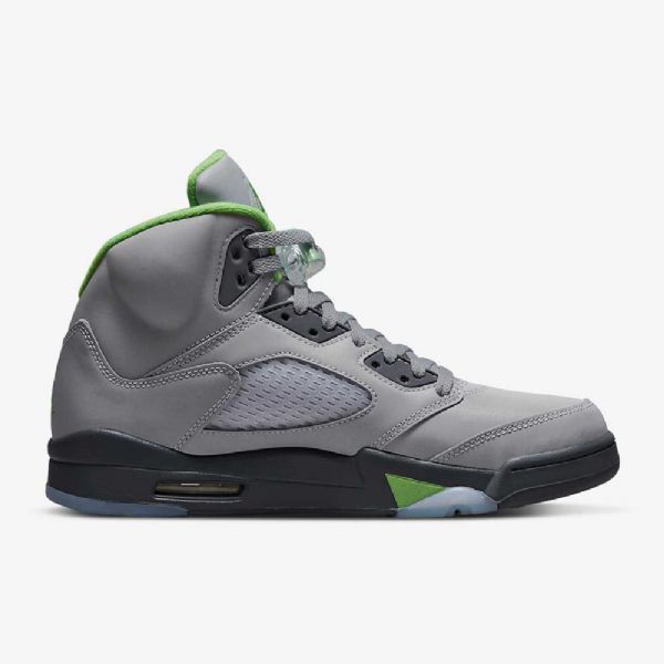 Nike Air Jordan 5 Retro Grøn Bean Sko Til Mænd Sølv Grå