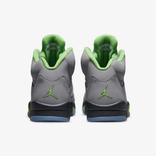 Nike Air Jordan 5 Retro Grøn Bean Sko Til Mænd Sølv Grå