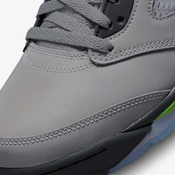 Nike Air Jordan 5 Retro Grøn Bean Sko Til Mænd Sølv Grå