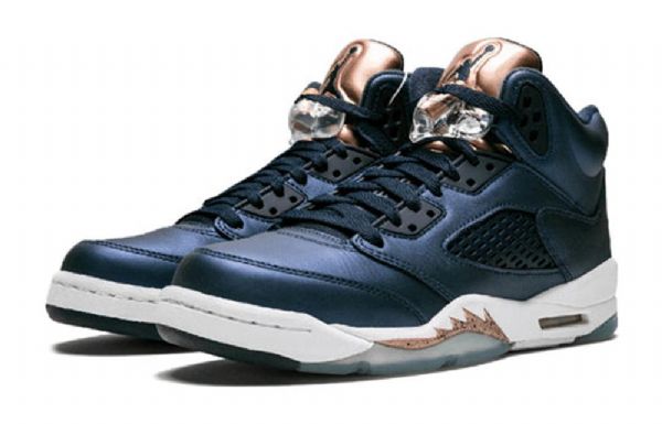 Nike Air Jordan 5 Retro Gs Basketball Sko Til Mænd Mørkeblå Blå