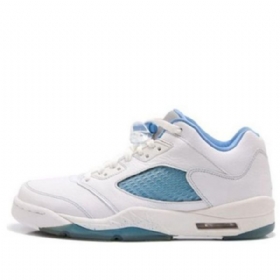 Nike Air Jordan 5 Retro Low Toppe Basketball Sko Til Damer Blå Hvid