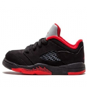 Nike Air Jordan 5 Retro Low Toppe Td Sko Til Børn Sort Rød
