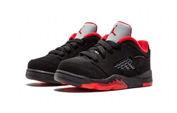 Nike Air Jordan 5 Retro Low Toppe Td Sko Til Børn Sort Rød