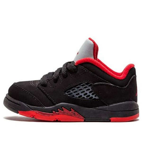 Nike Air Jordan 5 Retro Low Toppe Td Sko Til Børn Sort Rød