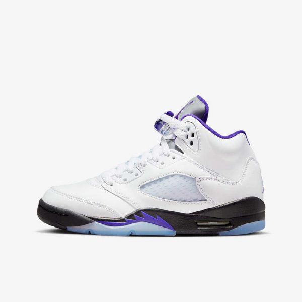 Nike Air Jordan 5 Retro Sko Til Børn Hvid Sort Mørk