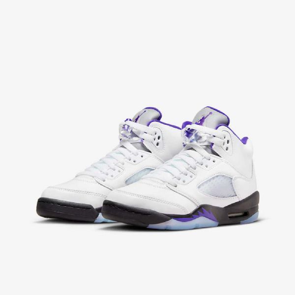 Nike Air Jordan 5 Retro Sko Til Børn Hvid Sort Mørk